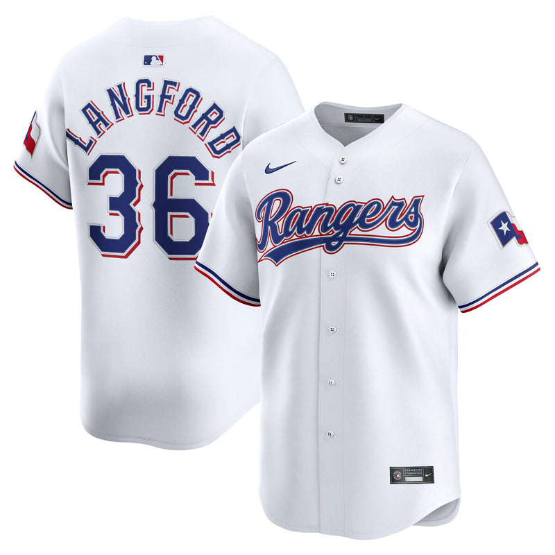 Texas Rangers Wyatt Langford Nike White Home Limited Player Jersey