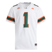 adidas #1 White Miami Hurricanes Premier Jersey