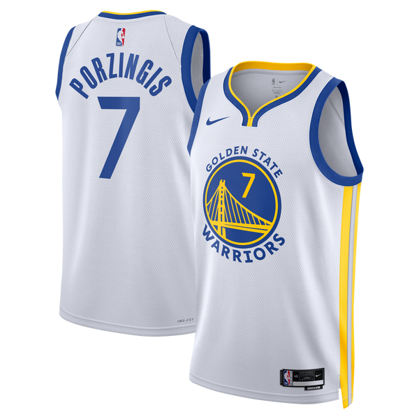 Golden State Warriors Nike Association Edition Swingman Jersey - White - Kristaps Porzi??is
