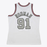 Chicago Bulls Mitchell & Ness Dennis Rodman 1997 Cracked Cement Swingman Jersey - White
