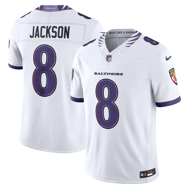 Baltimore Ravens Lamar Jackson Nike White Vapor F.U.S.E. Stitched Limited Jersey