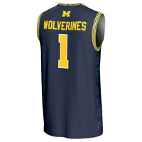 GameDay Greats #1 Navy Michigan Wolverines Icon Print Lightweight Basketball Fashion Jersey