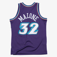 Utah Jazz Mitchell & Ness Karl Malone 1996 Swingman Road Authentic Jersey - Purple