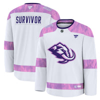 Utah Mammoth Fanatics White Hockey Fights Cancer Survivor Practice Jersey