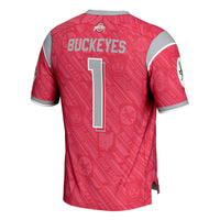 GameDay Greats #1 Scarlet Ohio State Buckeyes Highlight Print Football Fashion Jersey