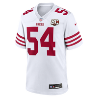 San Francisco 49ers Fred Warner Nike White 80th Anniversary Game Jersey