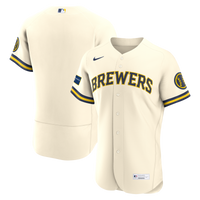 Milwaukee Brewers Nike Cream Home Sponsor Patch Authentic Jersey