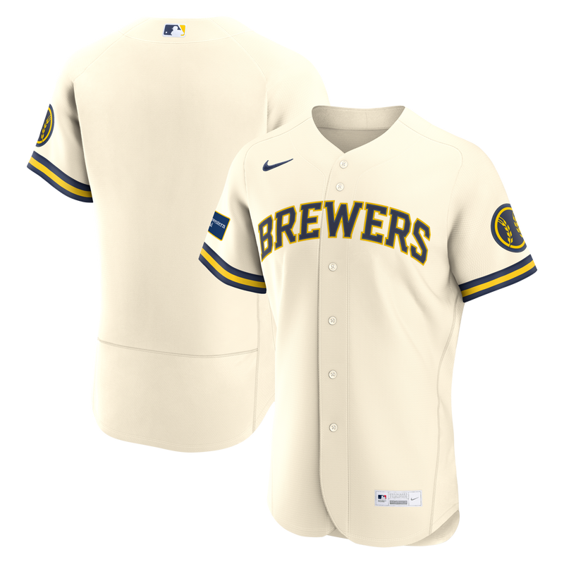 Milwaukee Brewers Nike Cream Home Sponsor Patch Authentic Jersey