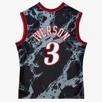 Philadelphia 76ers Mitchell & Ness Allen Iverson 2000 Team Marble Swingman Jersey - Black