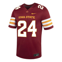 Nike #24 Cardinal Iowa State Cyclones Game Football Jersey