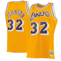 Mitchell & Ness Magic Johnson Gold Los Angeles Lakers 1984-85 Hardwood Classics Swingman Jersey