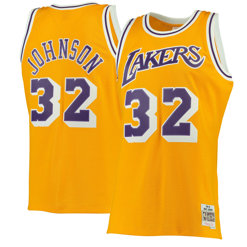 Mitchell & Ness Magic Johnson Gold Los Angeles Lakers 1984-85 Hardwood Classics Swingman Jersey