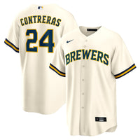 Milwaukee Brewers William Contreras Nike Cream Home Replica Jersey