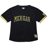 Mitchell & Ness Black Michigan Wolverines On The Clock Full-Button Fashion Jersey