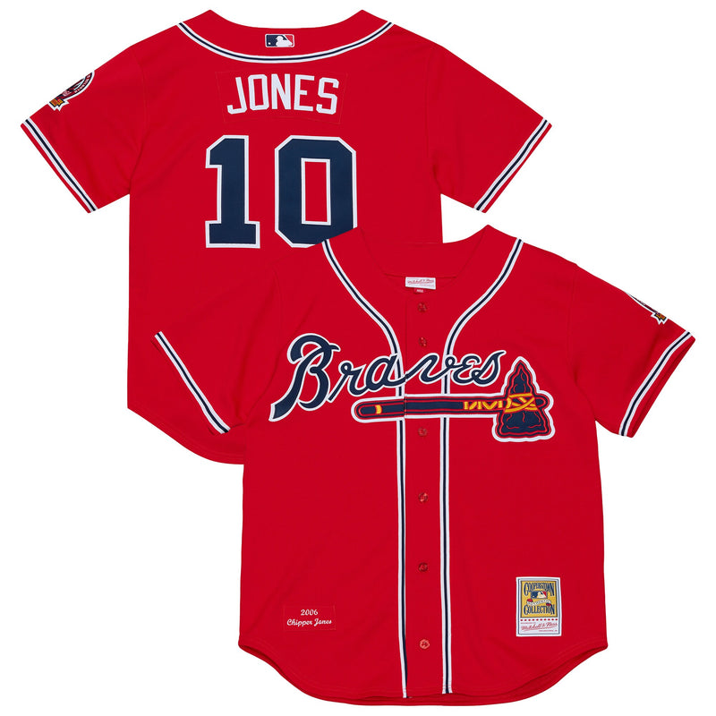 Atlanta Braves Chipper Jones Mitchell & Ness Red 2006 Cooperstown Collection Authentic Jersey
