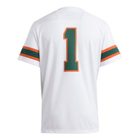 adidas #1 White Miami Hurricanes Premier Jersey