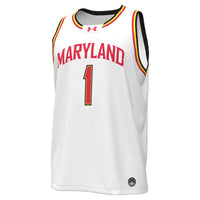 Under Armour #1 White Maryland Terrapins Replica Basketball Jersey