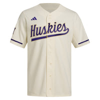 adidas Cream Washington Huskies Replica Baseball Jersey