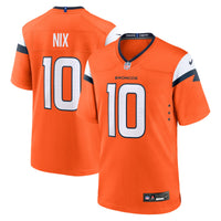 Denver Broncos Bo Nix Nike Orange Player Game Jersey
