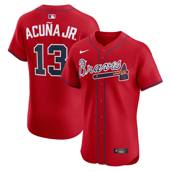Atlanta Braves Ronald Acuña Jr. Nike Red Alternate 2 Elite Jersey