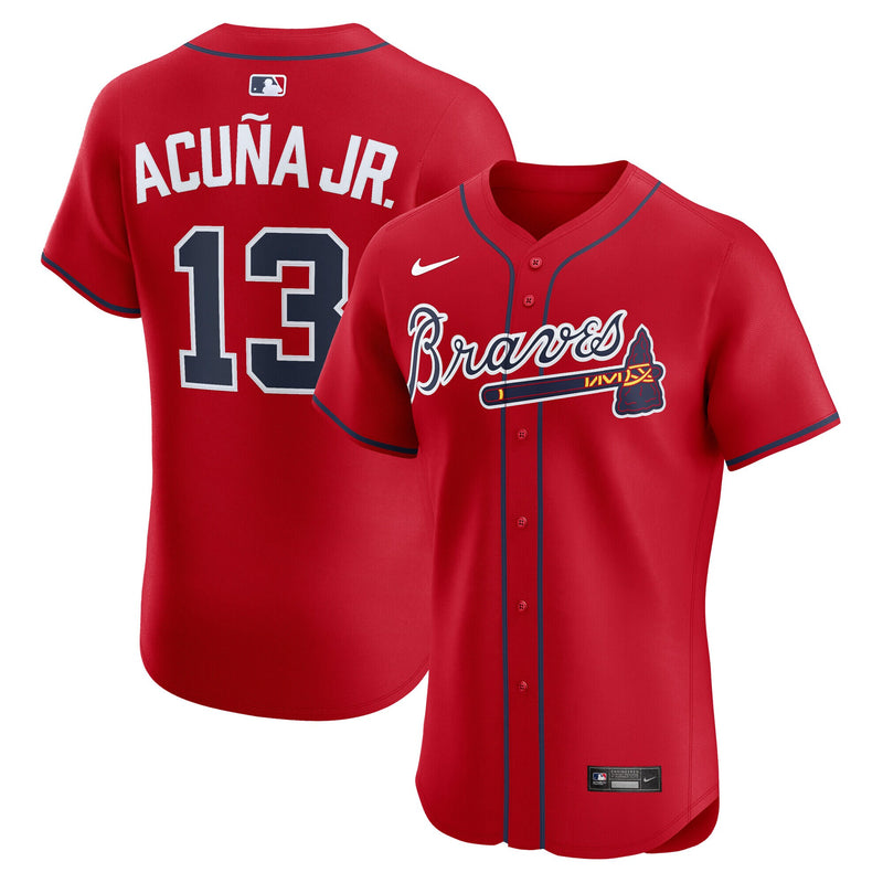 Atlanta Braves Ronald Acuña Jr. Nike Red Alternate 2 Elite Jersey