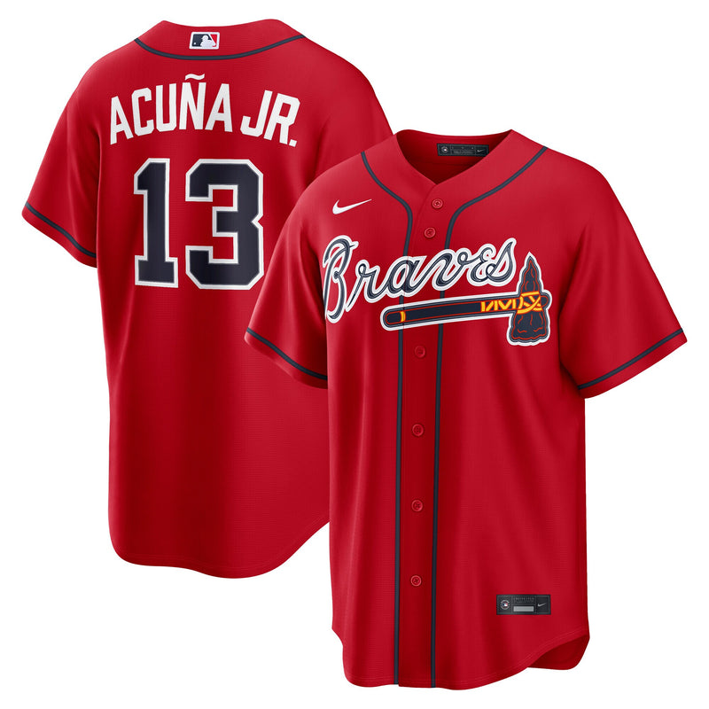 Atlanta Braves Ronald Acuña Jr. Nike Red Alternate 2 Replica Jersey