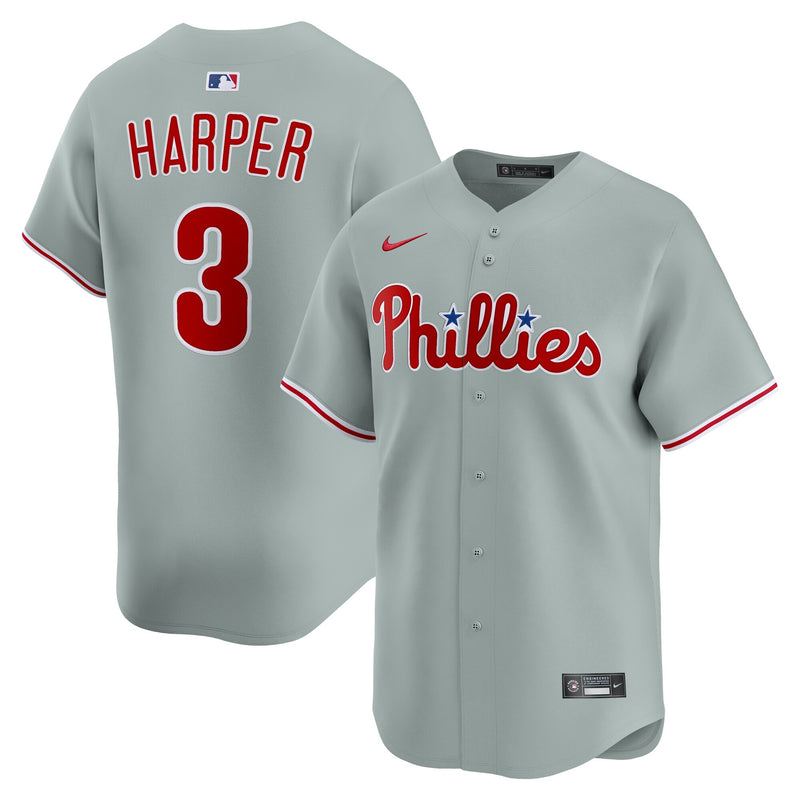 Philadelphia Phillies Bryce Harper Nike Gray Road Limited Player Jersey