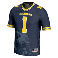 GameDay Greats #1 Navy Michigan Wolverines Icon Print Football Fashion Jersey