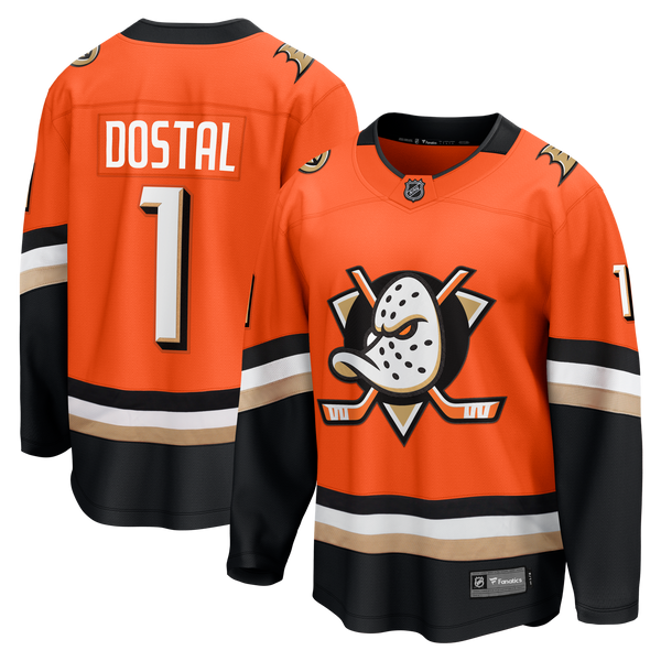 Anaheim Ducks Lukas Dostal Fanatics Orange Home Breakaway Jersey