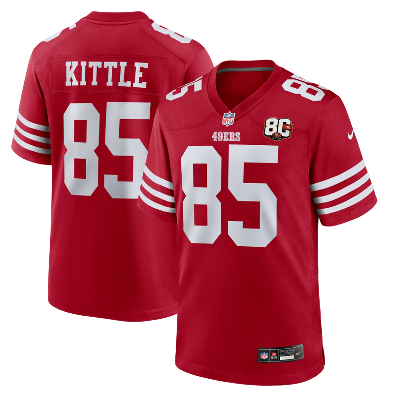 San Francisco 49ers George Kittle Nike Scarlet 80th Anniversary Game Jersey