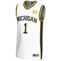 GameDay Greats #1 White Michigan Wolverines Lightweight Basketball Jersey