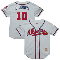 Atlanta Braves Chipper Jones Mitchell & Ness Gray 1995 Throwback Authentic Jersey
