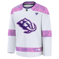Utah Mammoth Fanatics White Hockey Fights Cancer Survivor Practice Jersey