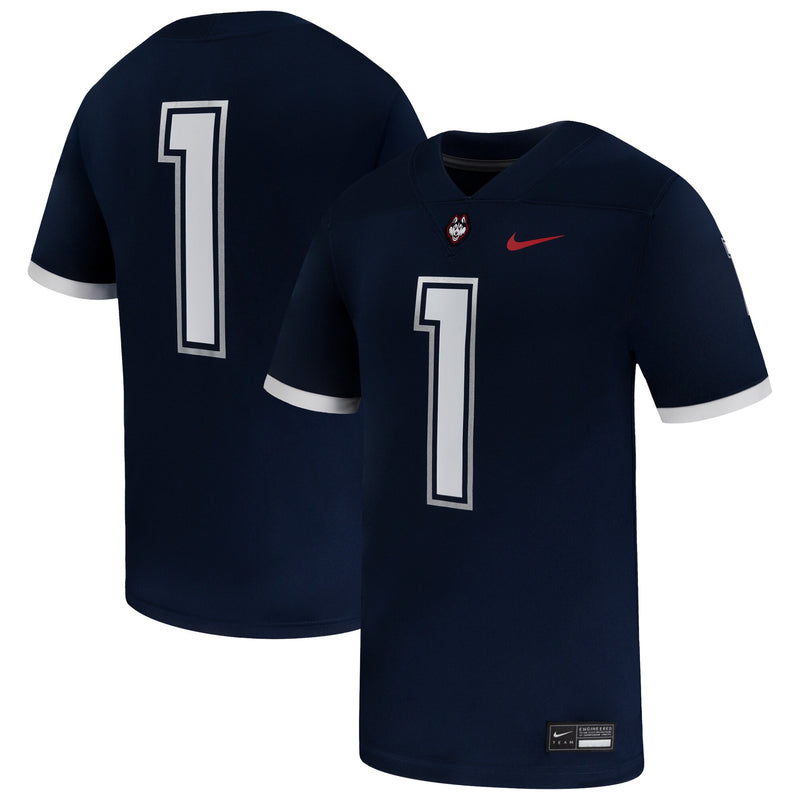 Nike #1 Navy UConn Huskies Game Football Jersey