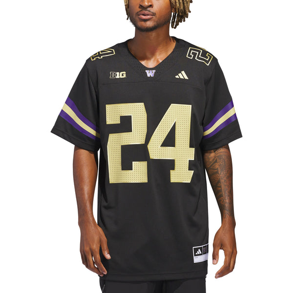 adidas #24 Black Washington Huskies Alternate Premier Strategy Jersey