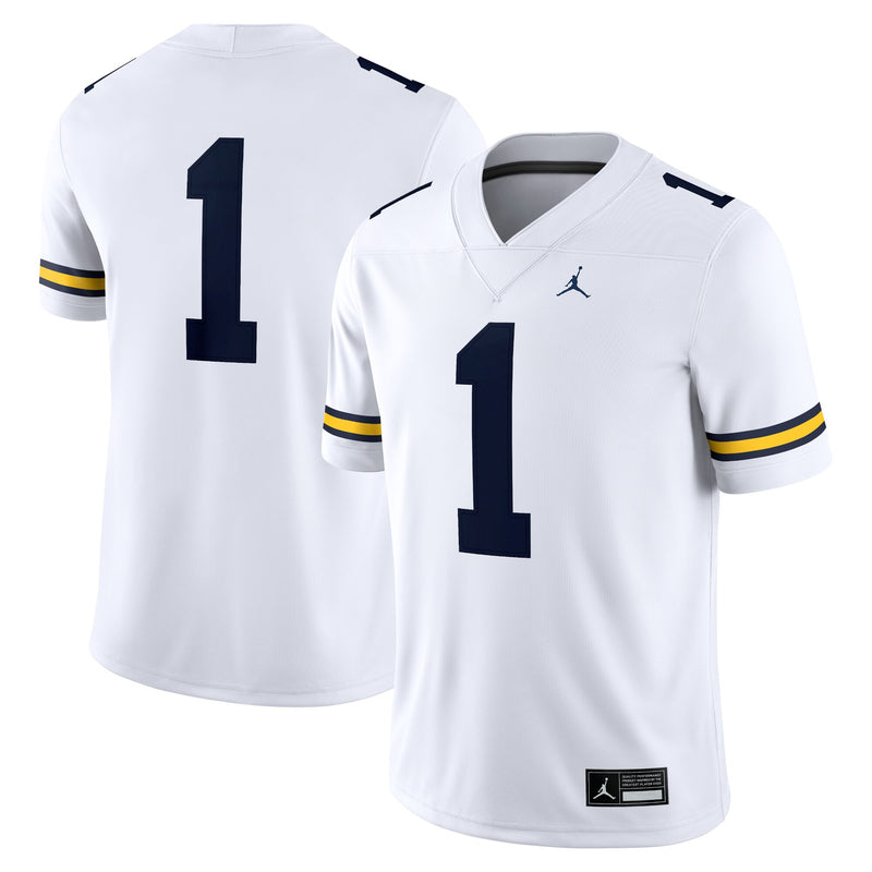 Jordan Brand #1 White Michigan Wolverines Game Jersey