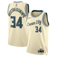 Milwaukee Bucks Nike 2025/26 City Edition Swingman Jersey - Cream - Giannis Antetokounmpo