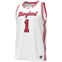 Under Armour #1 White Maryland Terrapins Throwback Replica Basketball Jersey
