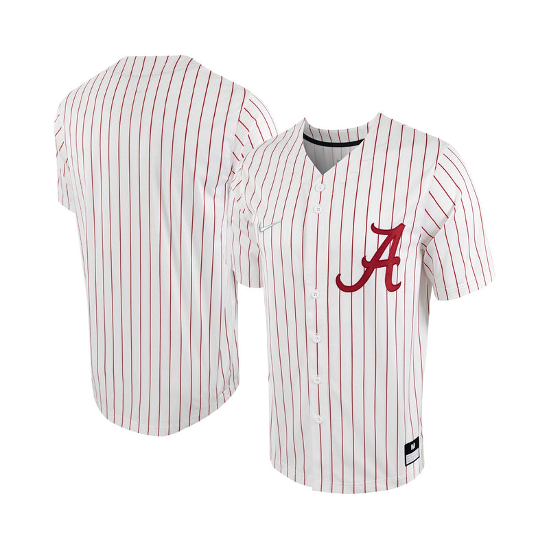 Nike White/Crimson Alabama Crimson Tide Pinstripe Replica Full-Button Baseball Jersey