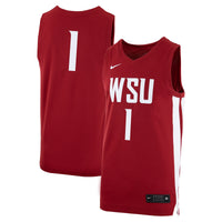 Nike #1 Crimson Washington State Cougars Logo Replica Basketball Jersey