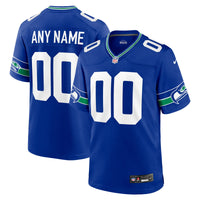 Seattle Seahawks Nike Royal Throwback Custom Jersey