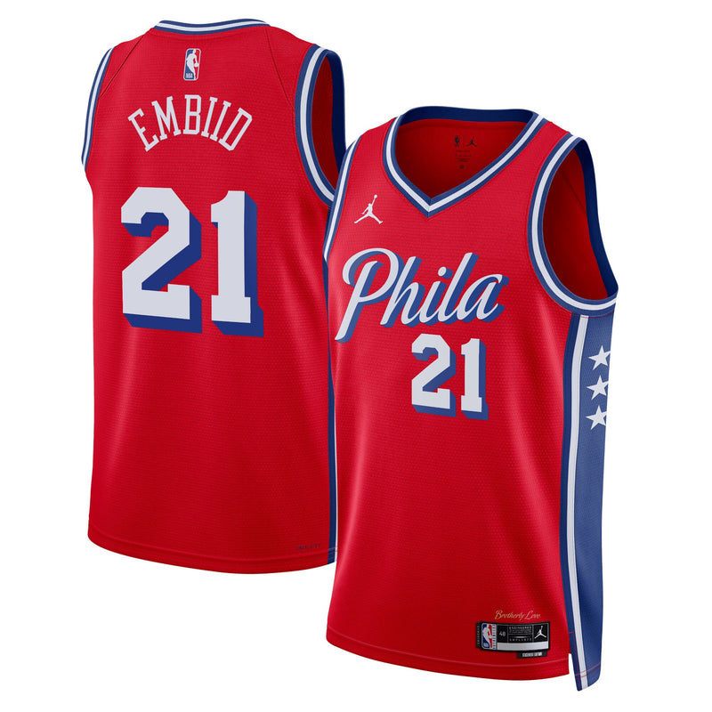 Philadelphia 76ers Jordan Statement Edition Swingman Jersey - Red - Joel Embiid