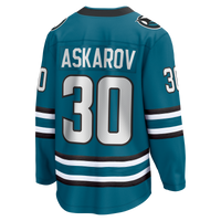 San Jose Sharks Yaroslav Askarov Fanatics Teal Home Breakaway Jersey