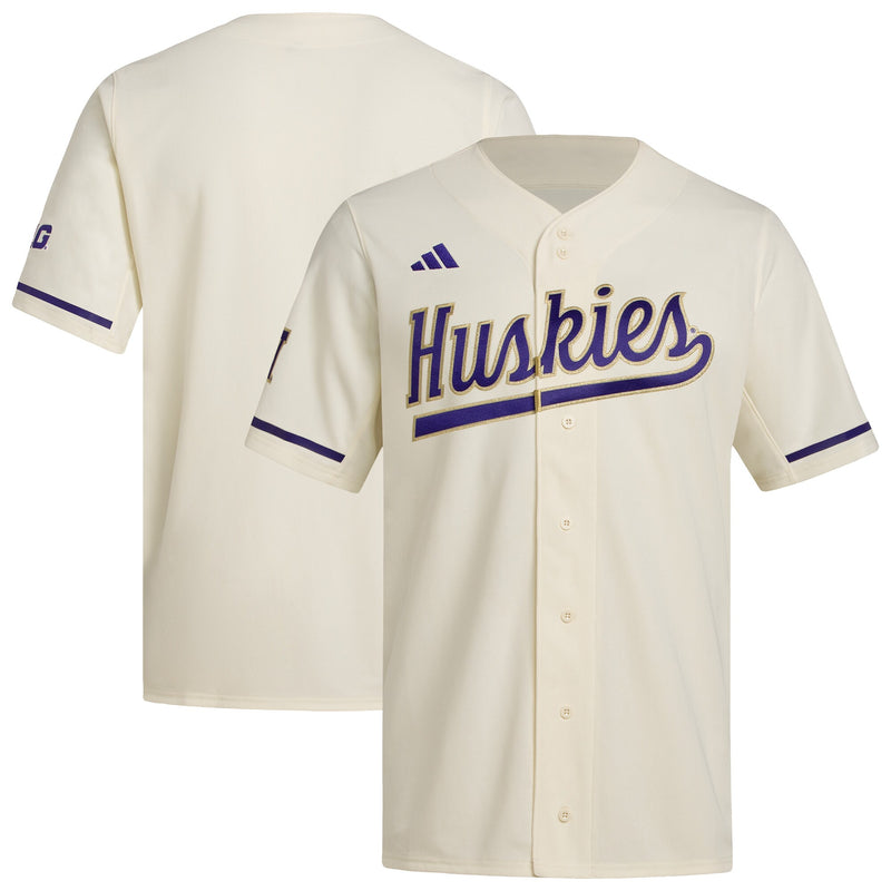 adidas Cream Washington Huskies Replica Baseball Jersey