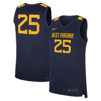 Nike #25 Navy West Virginia Mountaineers Road Replica Basketball Jersey