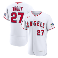 Los Angeles Angels Mike Trout Nike White Home Authentic Sponsor Patch Jersey