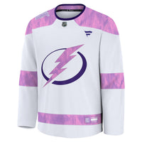 Tampa Bay Lightning Fanatics White Hockey Fights Cancer Survivor Practice Jersey