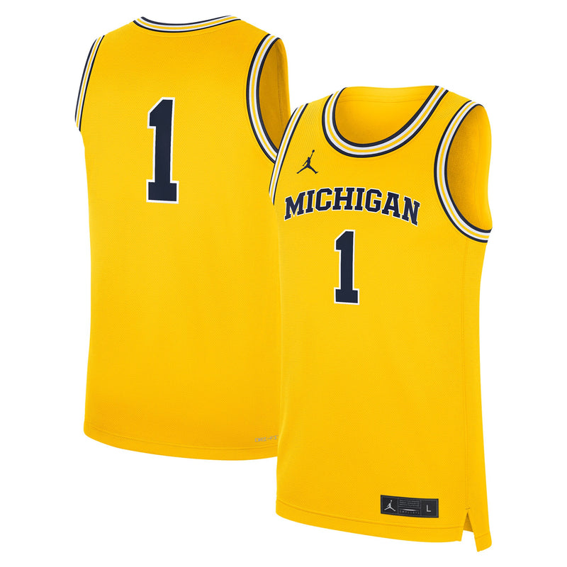Jordan Brand #1 Maize Michigan Wolverines Alternate Replica Jersey