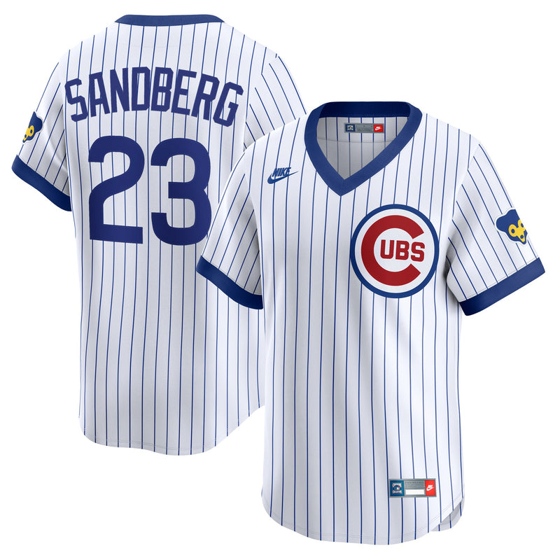 Chicago Cubs Ryne Sandberg Nike White Throwback Cooperstown Collection Limited Jersey